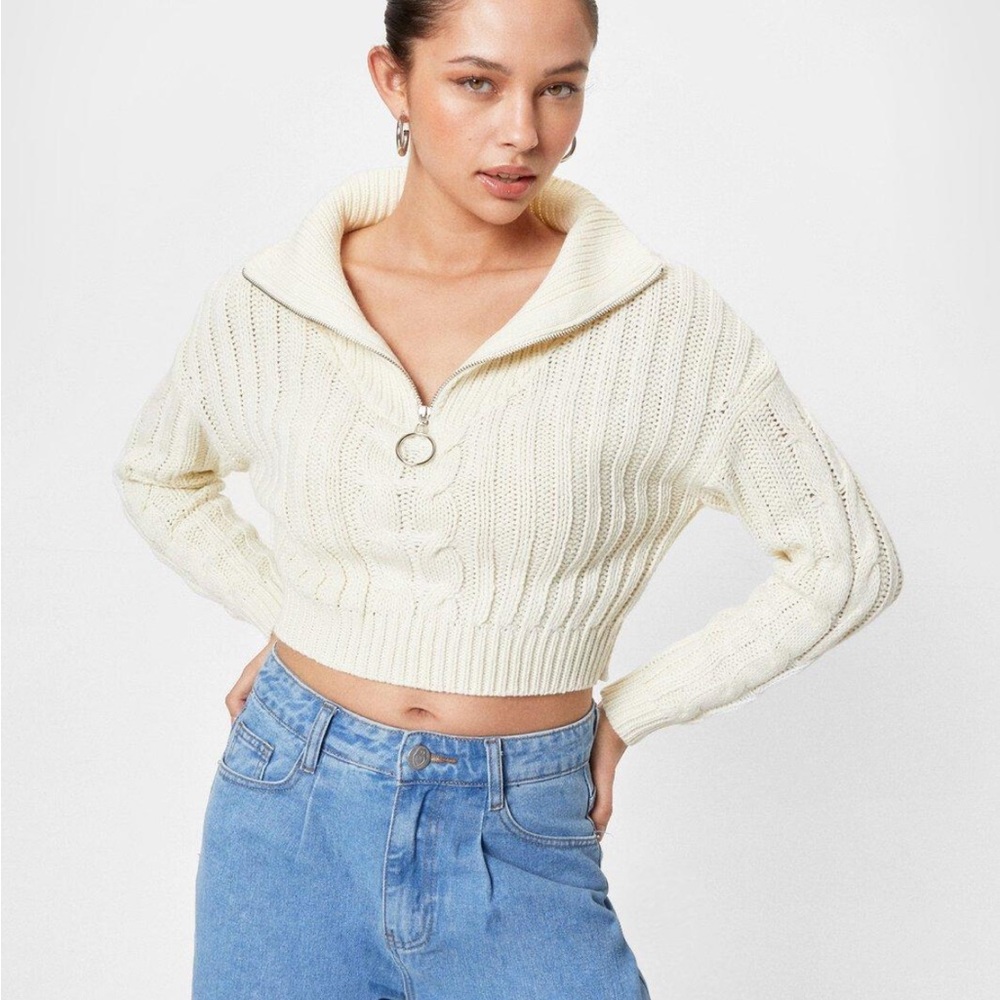 Cable Knit Cropped Sweater - image 4